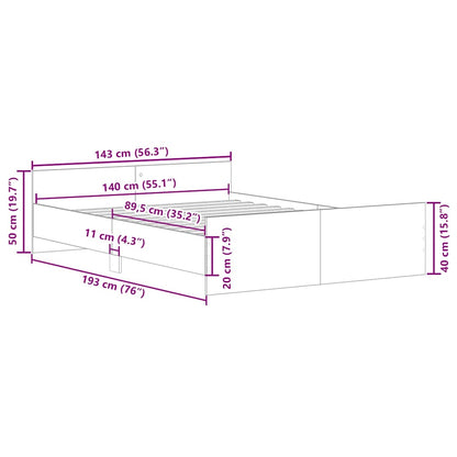 Bettgestell ohne Matratze Altholz-Optik 140x190cm Holzwerkstoff