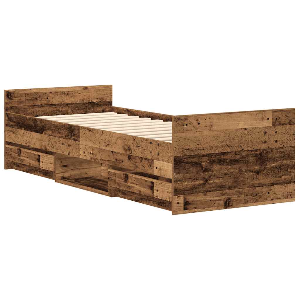 Bettgestell ohne Matratze Altholz-Optik 100x200cm Holzwerkstoff