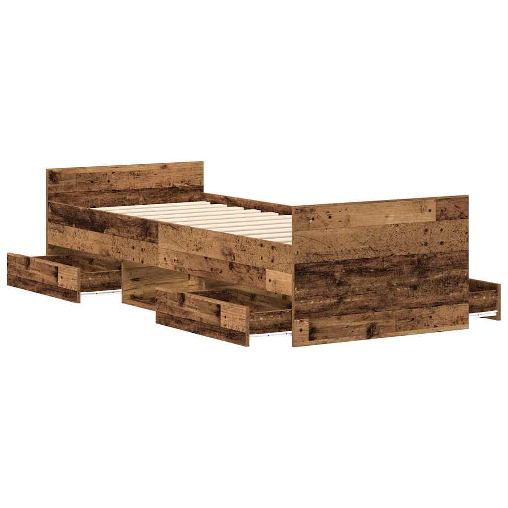 Bettgestell ohne Matratze Altholz-Optik 100x200cm Holzwerkstoff