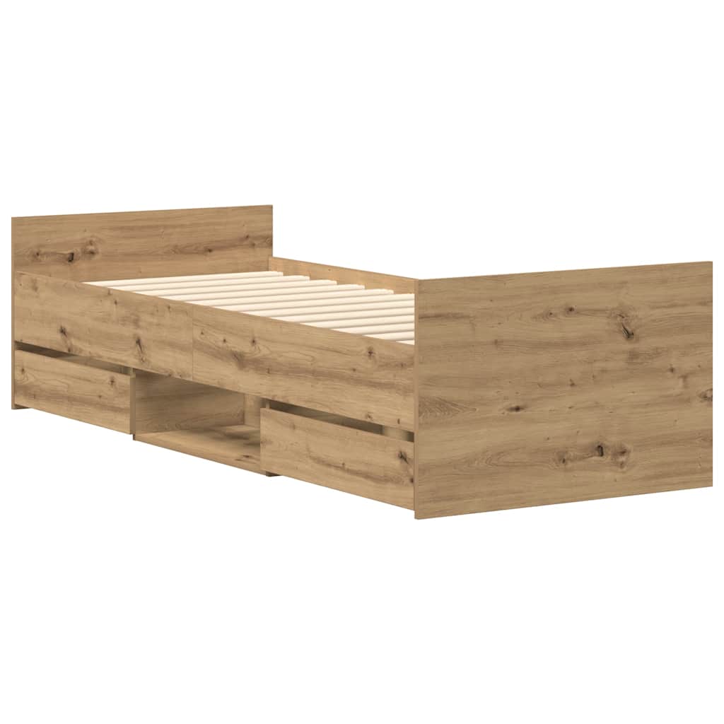 Bettgestell ohne Matratze Artisan-Eiche 100x200cm Holzwerkstoff