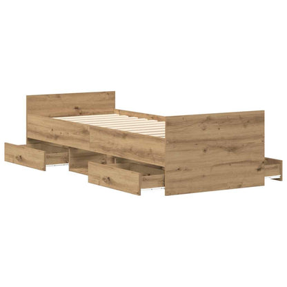 Bettgestell ohne Matratze Artisan-Eiche 100x200cm Holzwerkstoff