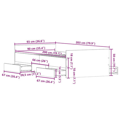 Bettgestell ohne Matratze Altholz-Optik 90x200cm Holzwerkstoff