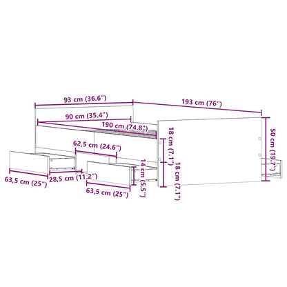 Bettgestell ohne Matratze Altholz-Optik 90x190cm Holzwerkstoff