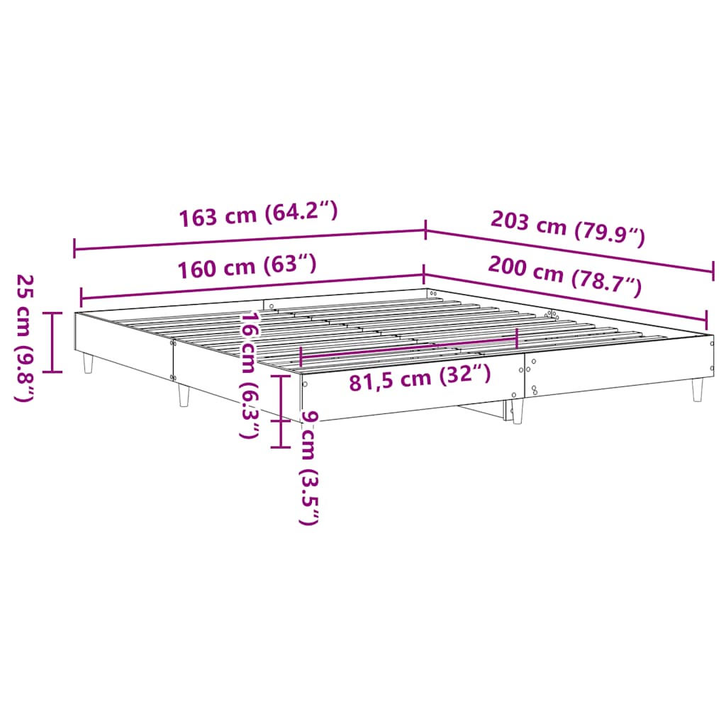 Bettgestell ohne Matratze Altholz-Optik 160x200cm Holzwerkstoff