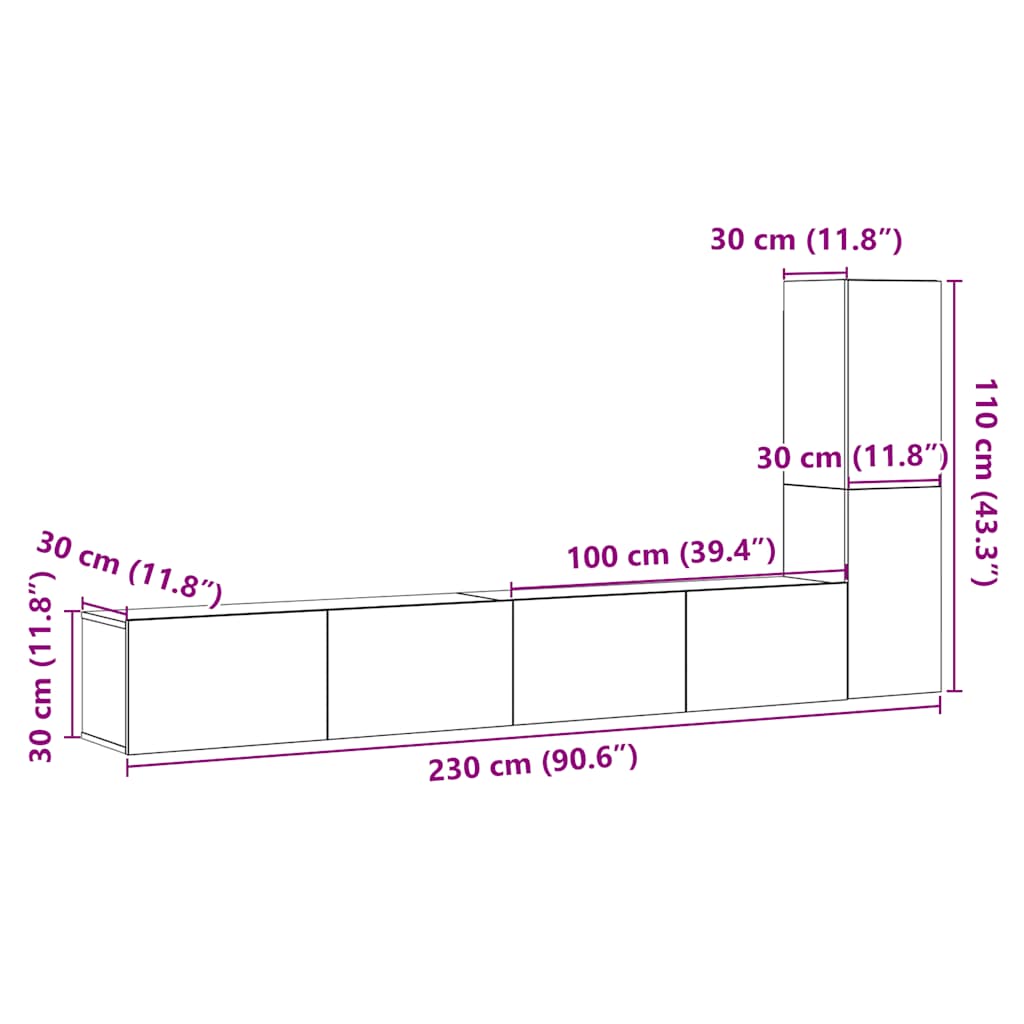 TV-Wandschränke 3 Stk. Altholz-Optik Holzwerkstoff