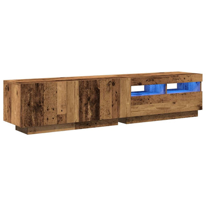 TV-Schrank mit LED-Leuchten Altholz-Optik 180x35x40 cm