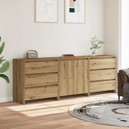 3-tlg. Sideboard Artisan-Eiche Holzwerkstoff