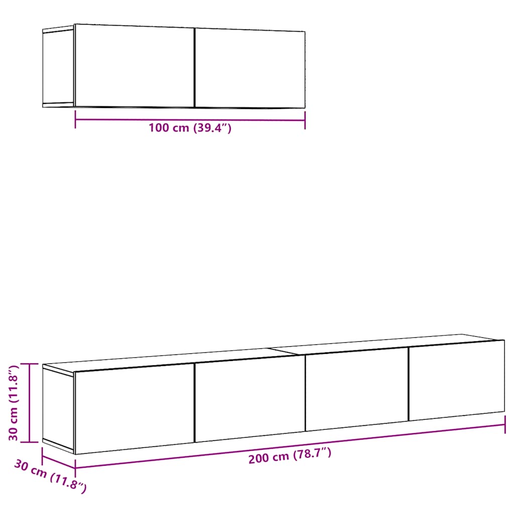 3-tlg. TV-Schrank-Set Wandmontage Artisan-Eiche Holzwerkstoff