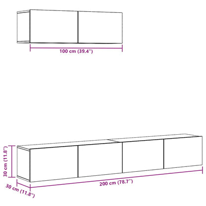 3-tlg. TV-Schrank-Set Wandmontage Artisan-Eiche Holzwerkstoff