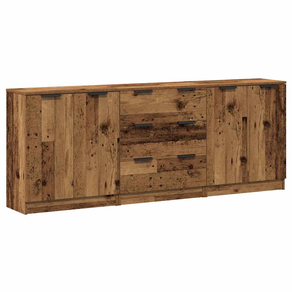 Sideboards 3 Stk. Altholz-Optik 60x30x70 cm Holzwerkstoff