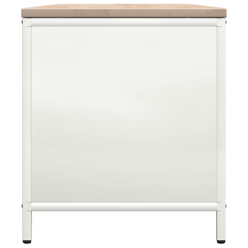 Brennholzregal mit Holzplatte Weiß 100,5x35,5x40 cm