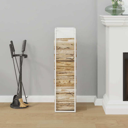 Brennholzregal Weiß 25x25x100 cm Kaltgewalzter Stahl