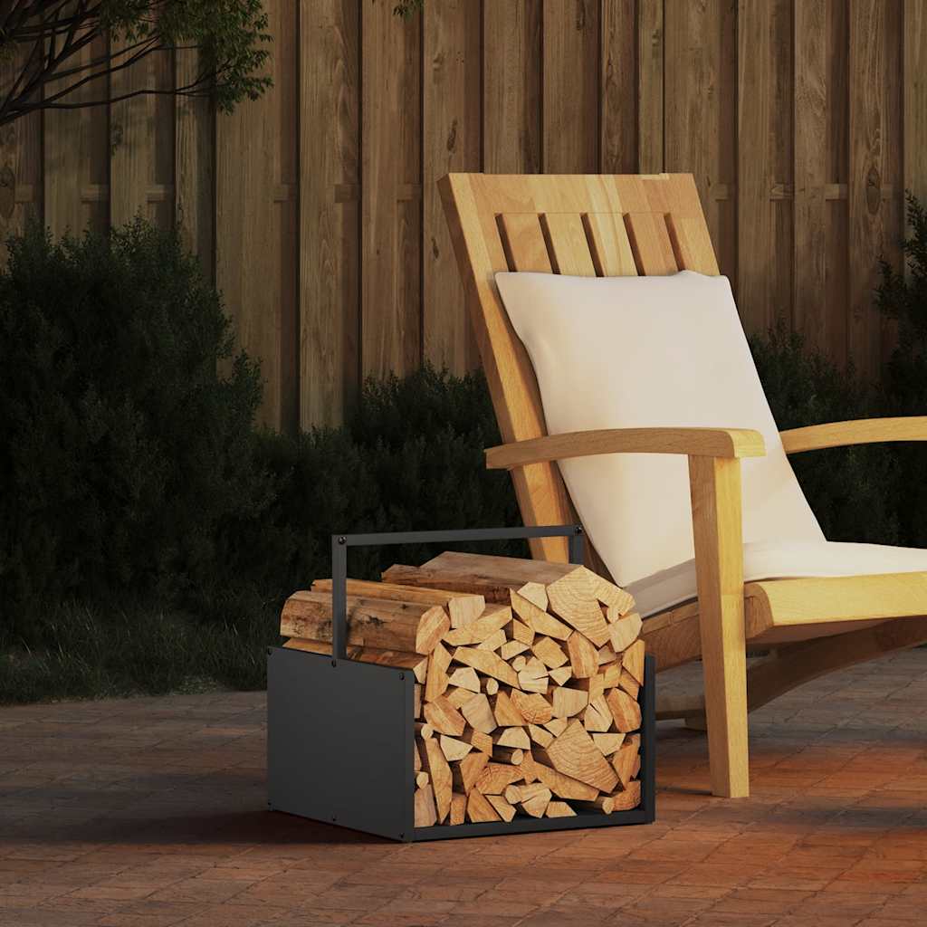 Brennholzregal Schwarz 40x40x40 cm Kaltgewalzter Stahl