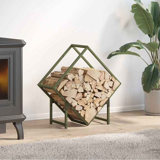 Brennholzregal Olivgrün 60x25x60 cm Kaltgewalzter Stahl