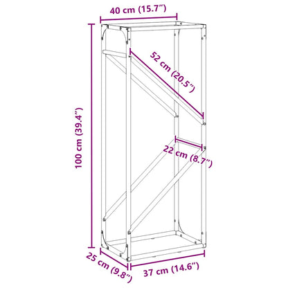 Brennholzregal Anthrazit 40x25x100 cm Kaltgewalzter Stahl