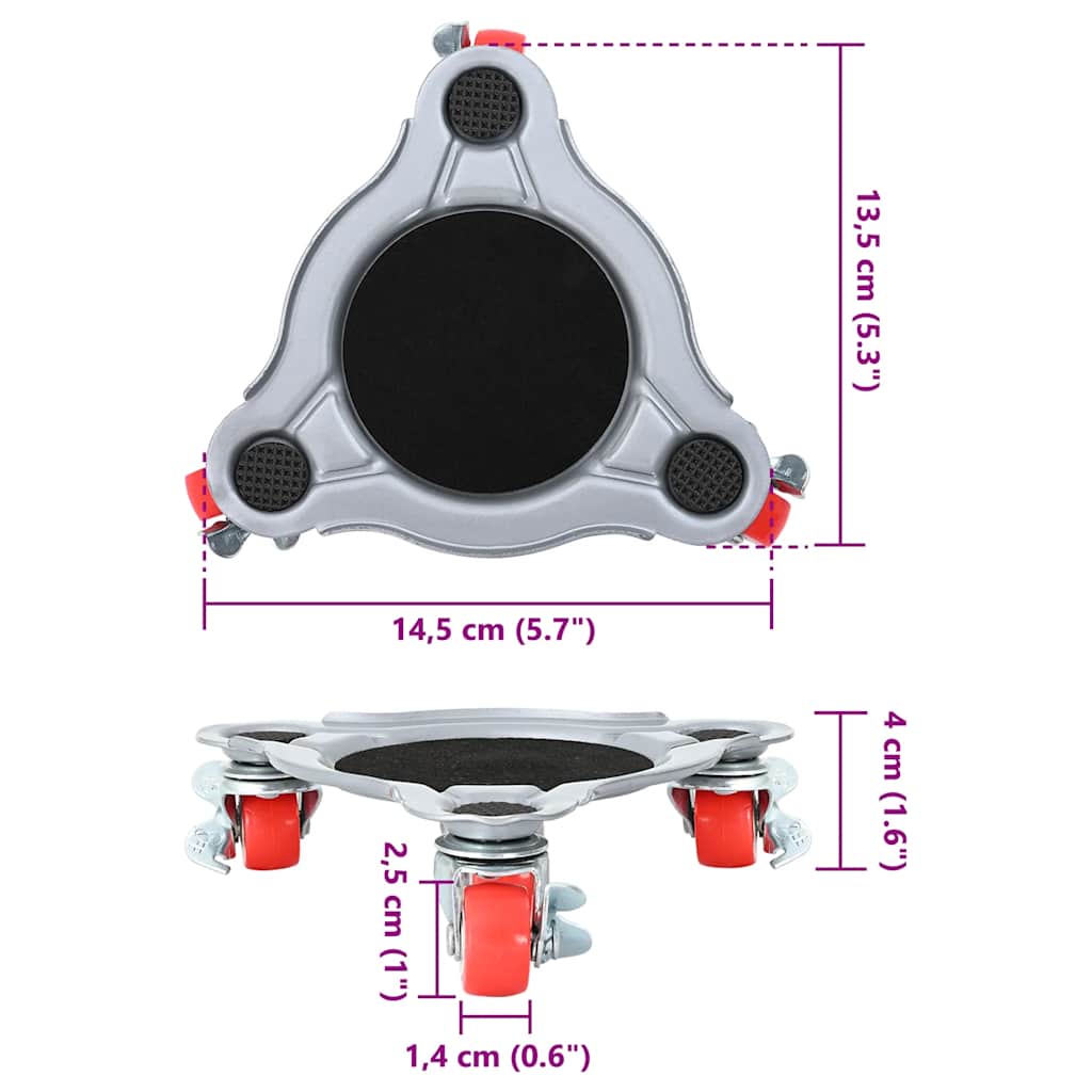 Möbelrollen 4 Stk. mit Heber 14,5x13,5x4 cm Stahl 400 kg