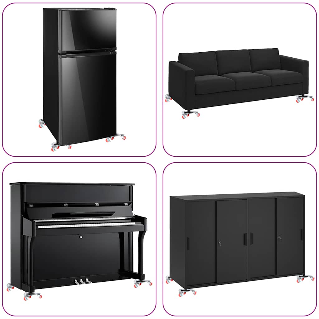 Möbelrollen 4 Stk. mit Heber 14,5x13,5x4 cm Stahl 400 kg