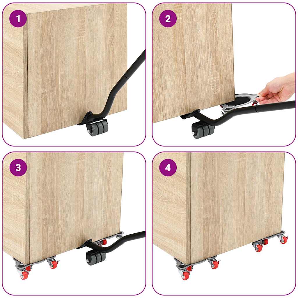 Möbelrollen 4 Stk. mit Heber 14,5x13,5x4 cm Stahl 400 kg