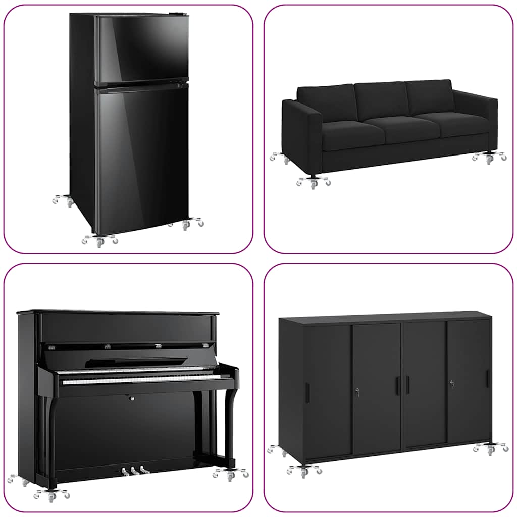 Möbelrollen 4 Stk. mit Heber 15,5x15,5x5,5 cm Stahl 1000 kg