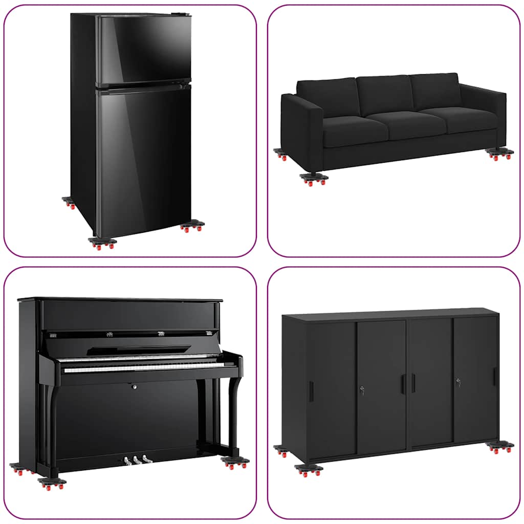 Möbelrollen 4 Stk. mit Heber Schwarz 13,5x13,5x4,2 cm 300 kg