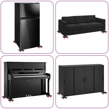 Möbelrollen 4 Stk. mit Heber Schwarz 13,5x13,5x4,2 cm 300 kg