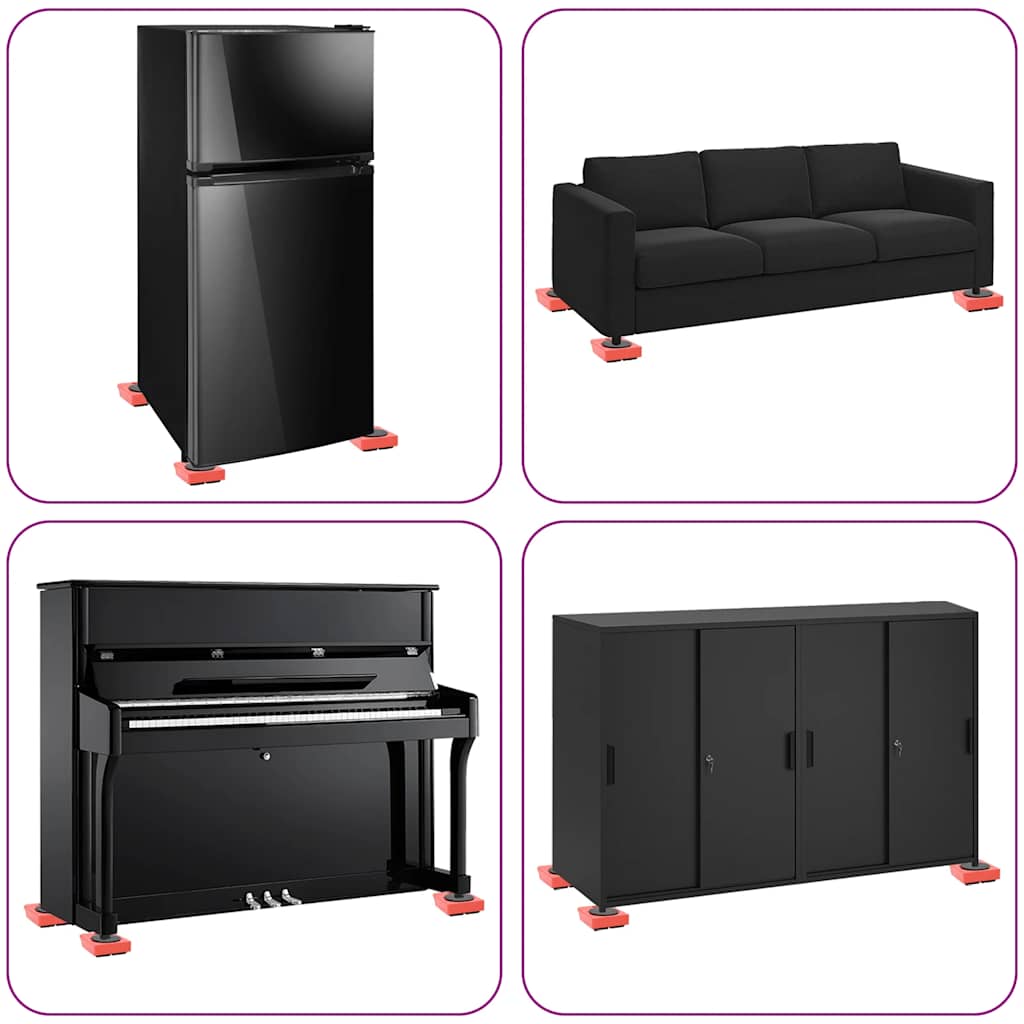 Möbelrollen 8 Stück mit Hebern Rot 9,8x7,5x3 cm 150 kg