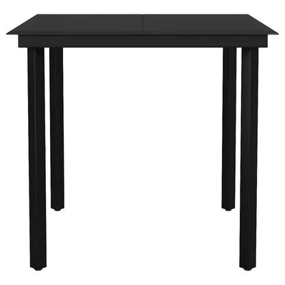 5-teiliges Garten-Esszimmerset aus schwarzem Polyrattanglas