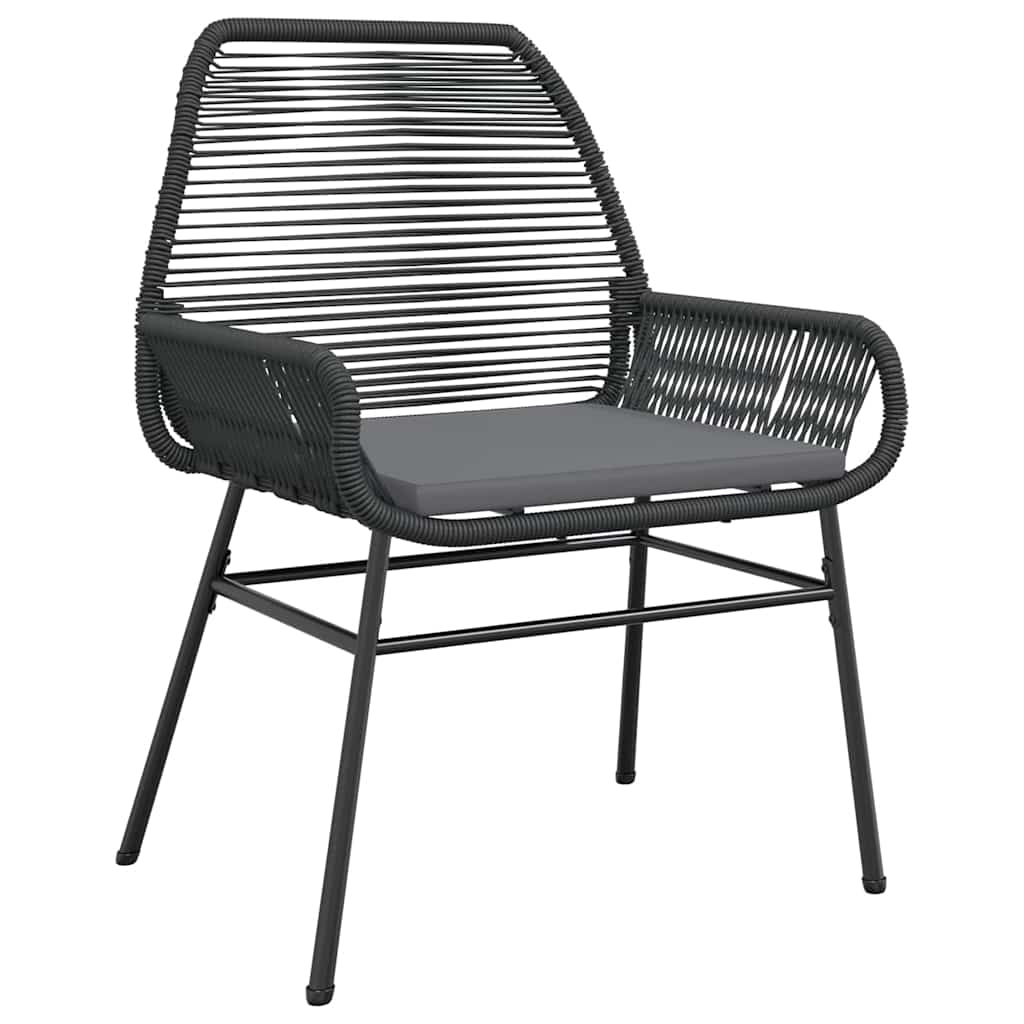 7-tlg. Garten-Essgruppe mit Kissen Schwarz Poly Rattan Glas