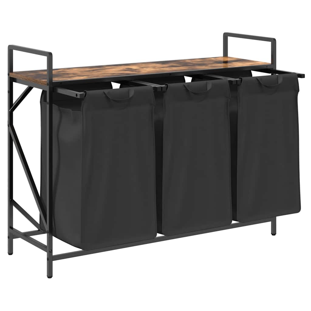 Wäschekorb 3 Fächer mit Ablage Räuchereiche