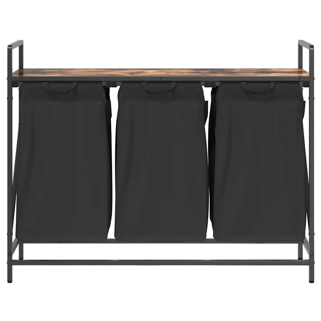 Wäschekorb 3 Fächer mit Ablage Räuchereiche