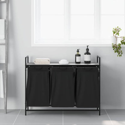 Wäschekorb 3 Fächer mit Ablage Grau Sonoma