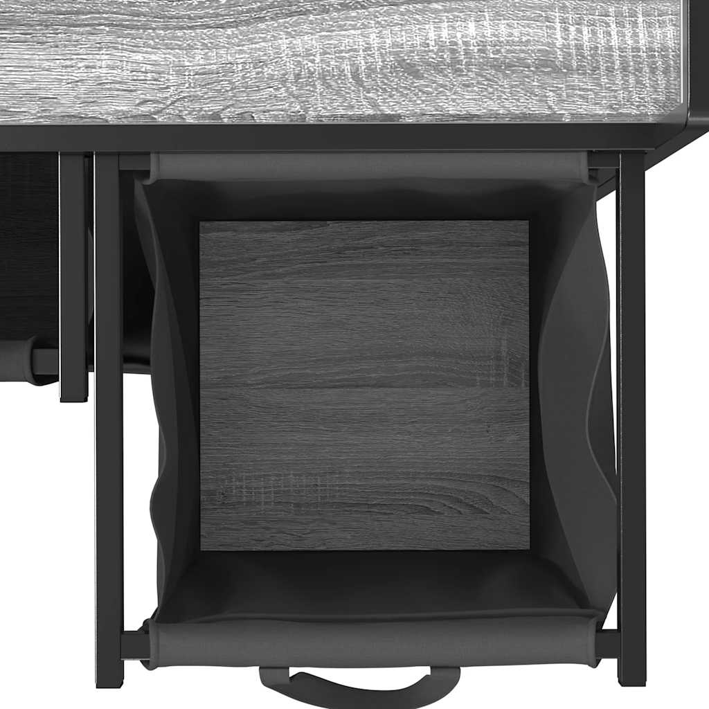 Wäschekorb 3 Fächer mit Ablage Grau Sonoma