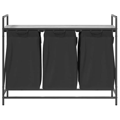 Wäschekorb 3 Fächer mit Ablage Grau Sonoma