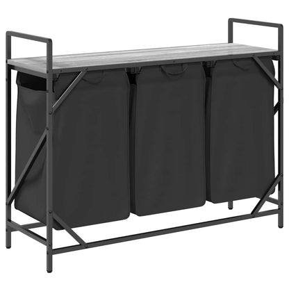 Wäschekorb 3 Fächer mit Ablage Grau Sonoma