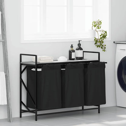 Wäschekorb 3 Fächer mit Ablage Grau Sonoma