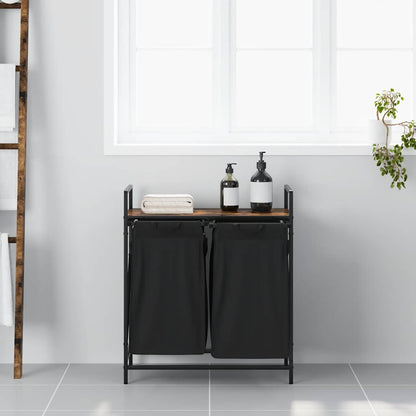 Wäschekorb 2 Fächer mit Ablage Räuchereiche