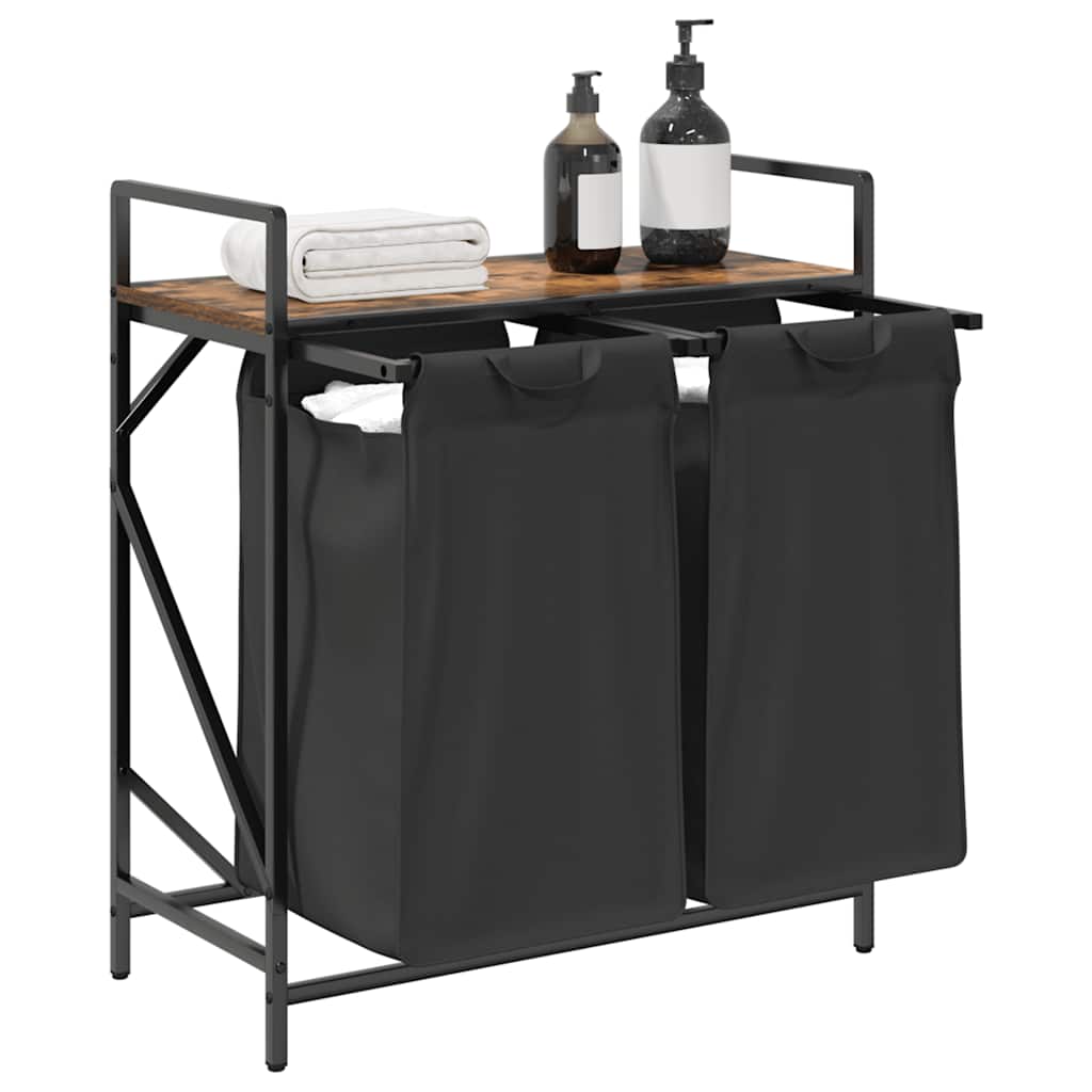 Wäschekorb 2 Fächer mit Ablage Räuchereiche