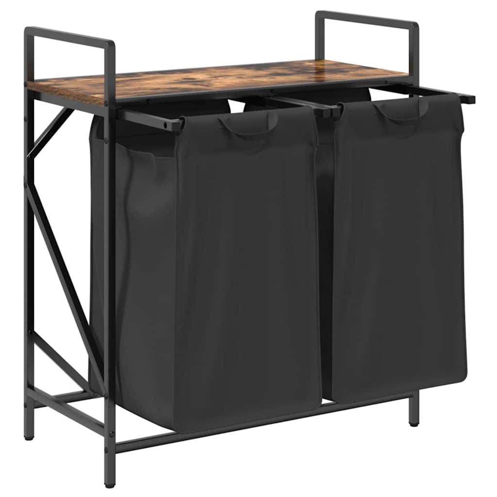 Wäschekorb 2 Fächer mit Ablage Räuchereiche