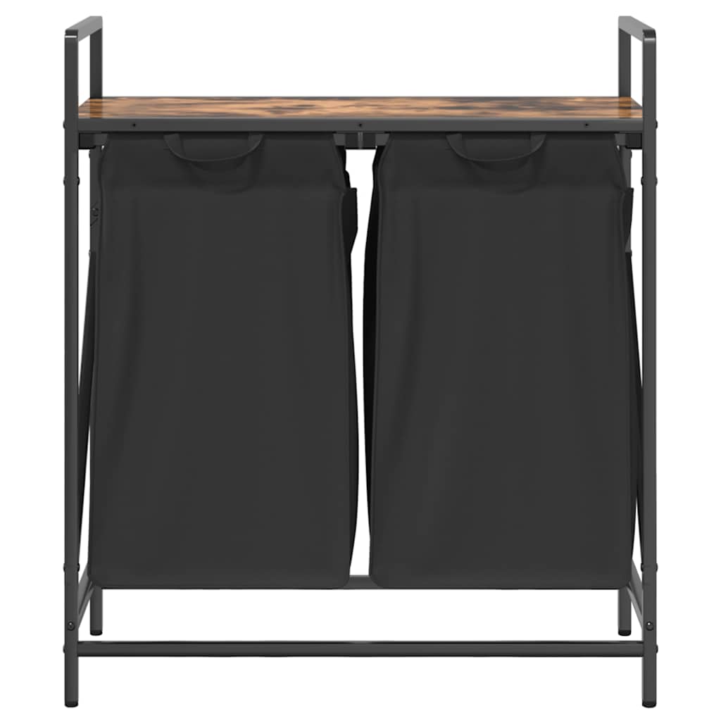 Wäschekorb 2 Fächer mit Ablage Räuchereiche