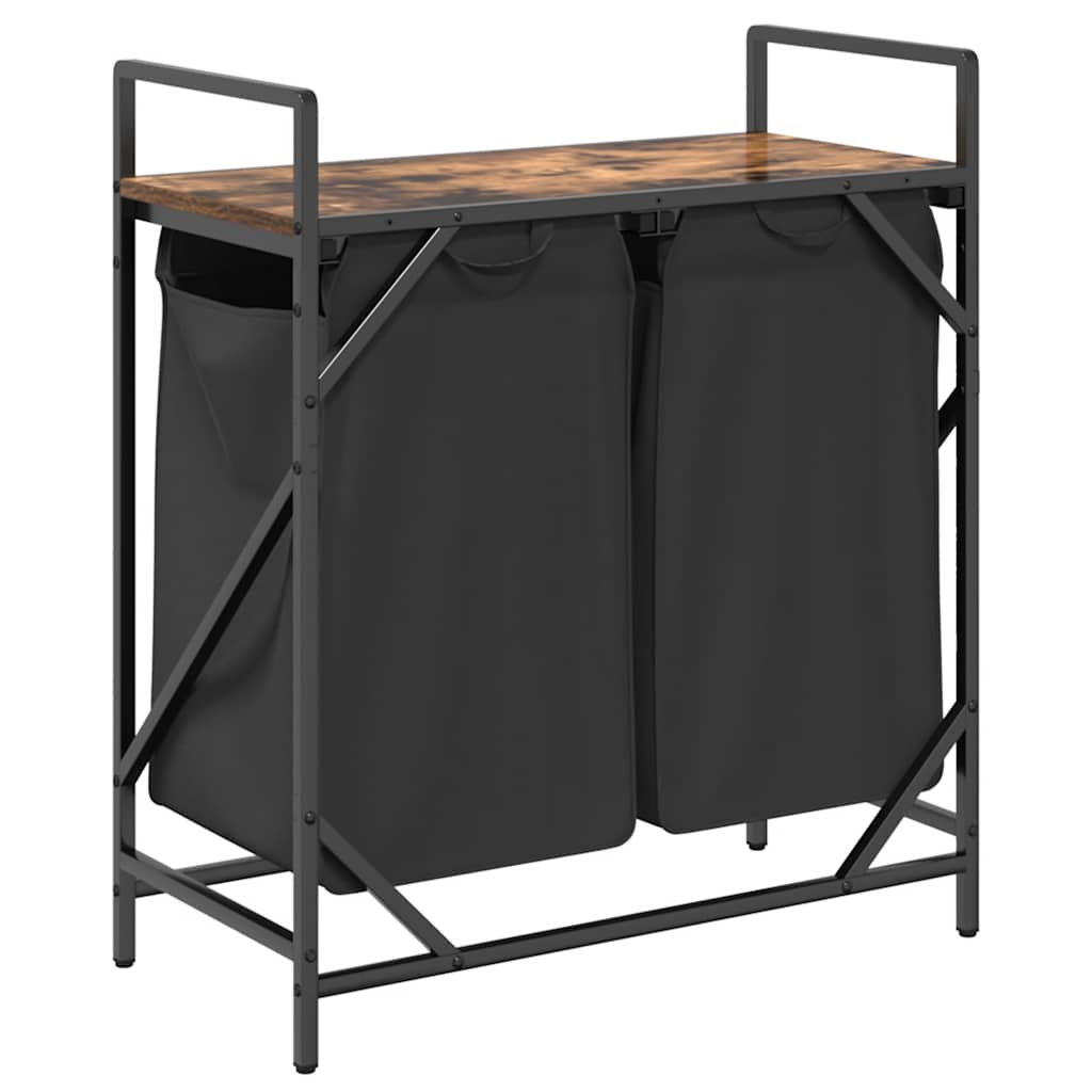 Wäschekorb 2 Fächer mit Ablage Räuchereiche