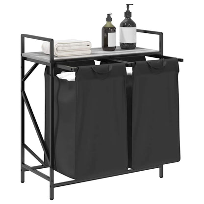 Wäschekorb 2 Fächer mit Ablage Grau Sonoma