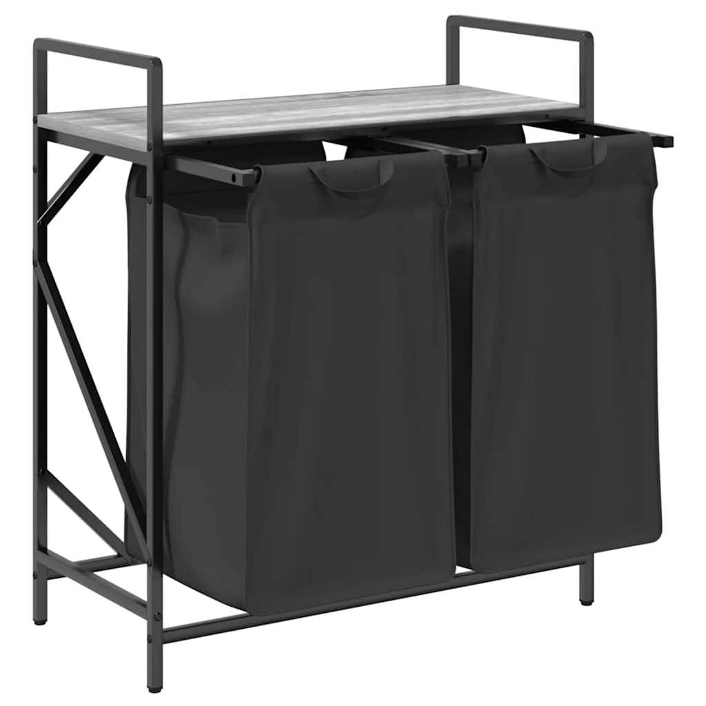 Wäschekorb 2 Fächer mit Ablage Grau Sonoma