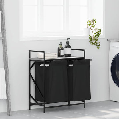 Wäschekorb 2 Fächer mit Ablage Grau Sonoma