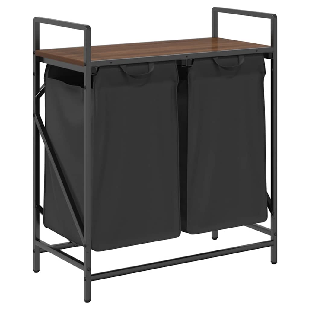 Wäschekorb 2 Fächer mit Ablage Braun Eichen-Optik