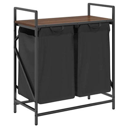 Wäschekorb 2 Fächer mit Ablage Braun Eichen-Optik