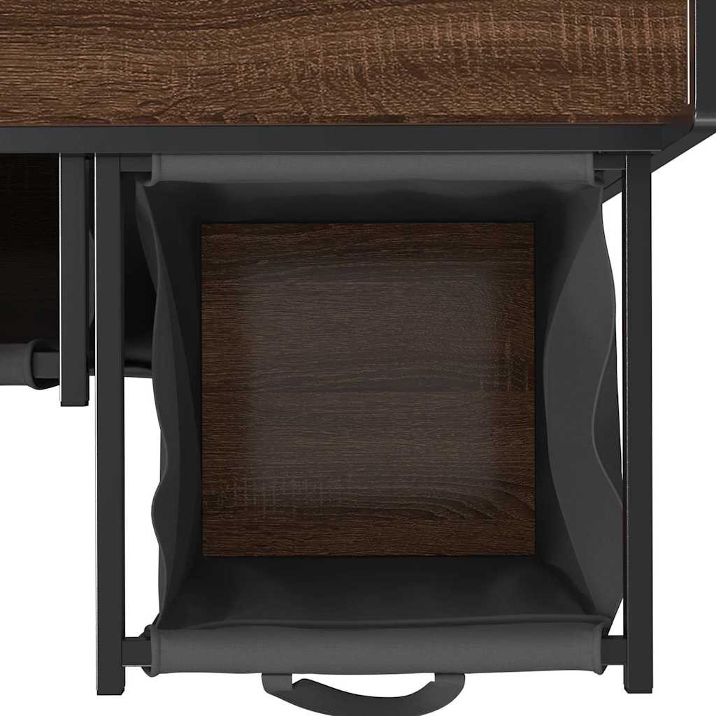 Wäschekorb 2 Fächer mit Ablage Braun Eichen-Optik