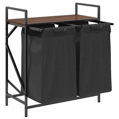 Wäschekorb 2 Fächer mit Ablage Braun Eichen-Optik