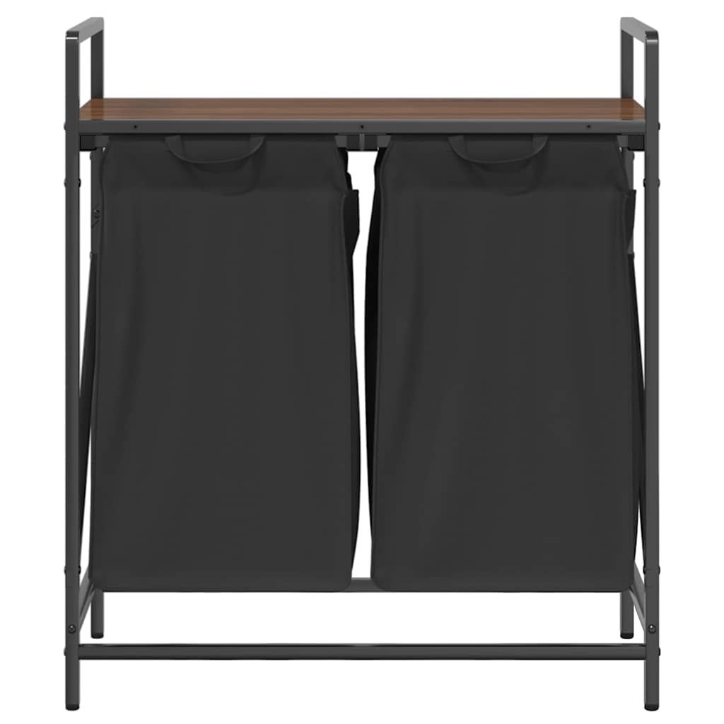 Wäschekorb 2 Fächer mit Ablage Braun Eichen-Optik