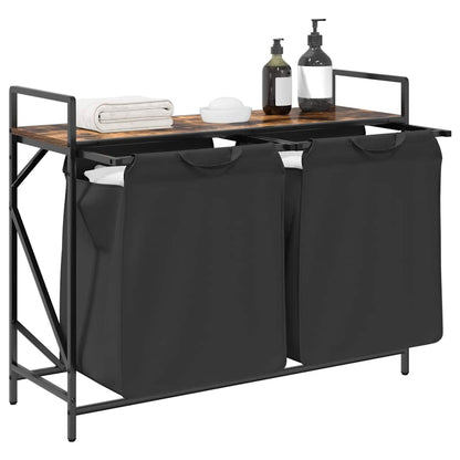 Wäschekorb 2 Fächer mit Ablage Räuchereiche