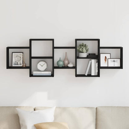 Wandregal Schwarz Eichen-Optik 129x18x42 cm Holzwerkstoff